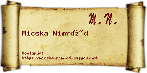 Micska Nimród névjegykártya